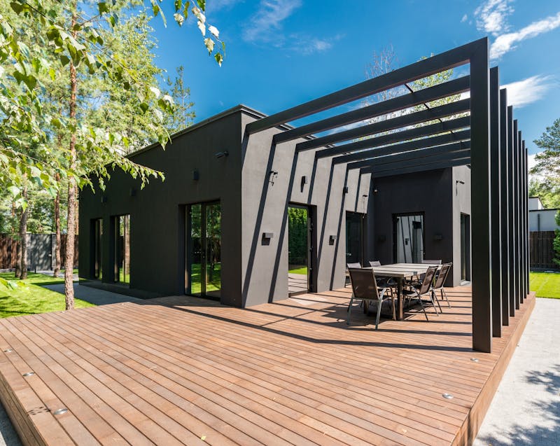modern home with outdoor furniture
